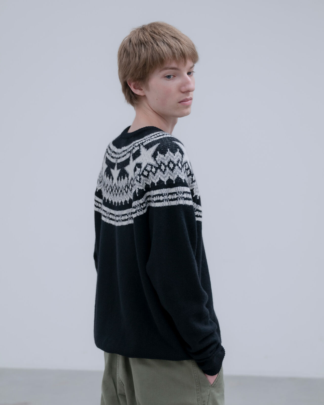 STAR NORDIC SWEATER,BLACK, large image number 4