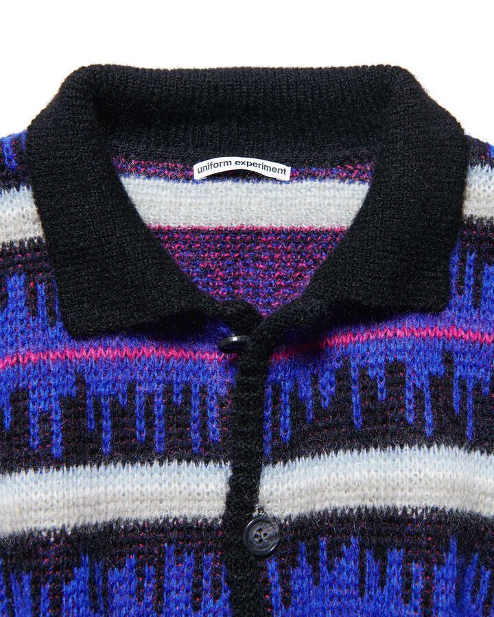 MOHAIR BORDER KNIT BLOUSON,BLACK, medium image number 2