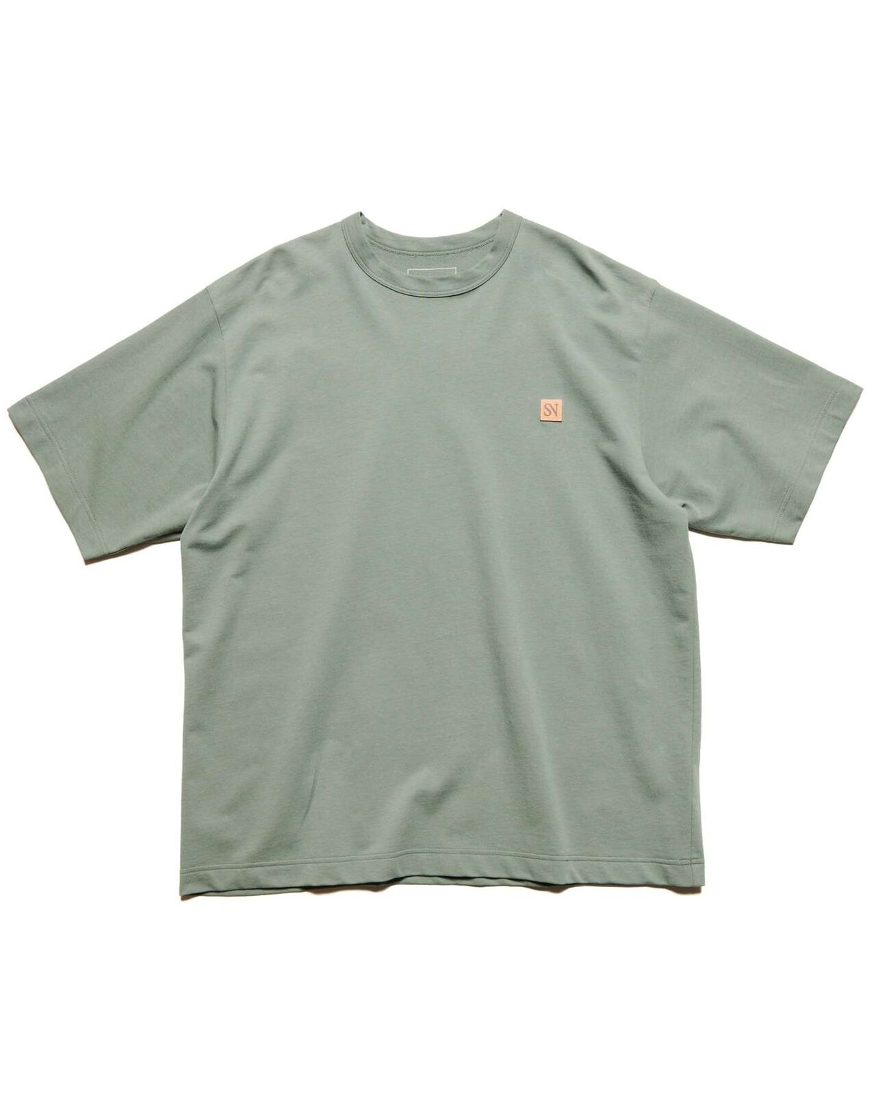 LEATHER PATCH WIDE TEE,KHAKI, large image number 0