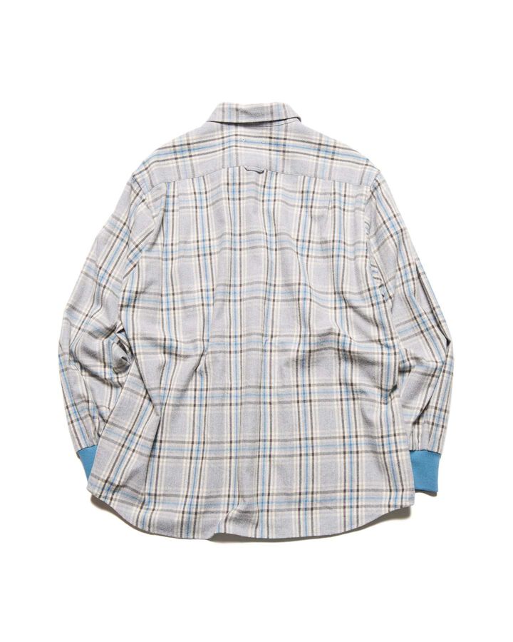 FLANNEL CHECK RIBBED SHIRT,LIGHT GRAY, medium image number 1