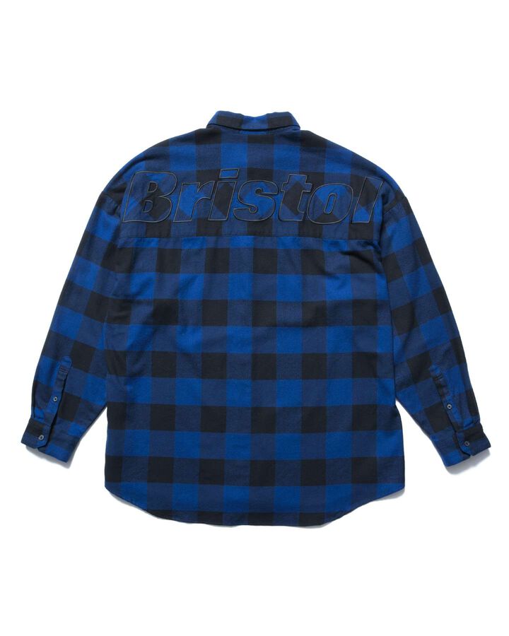 BIG LOGO FLANNEL BAGGY SHIRT,BLUE, medium
