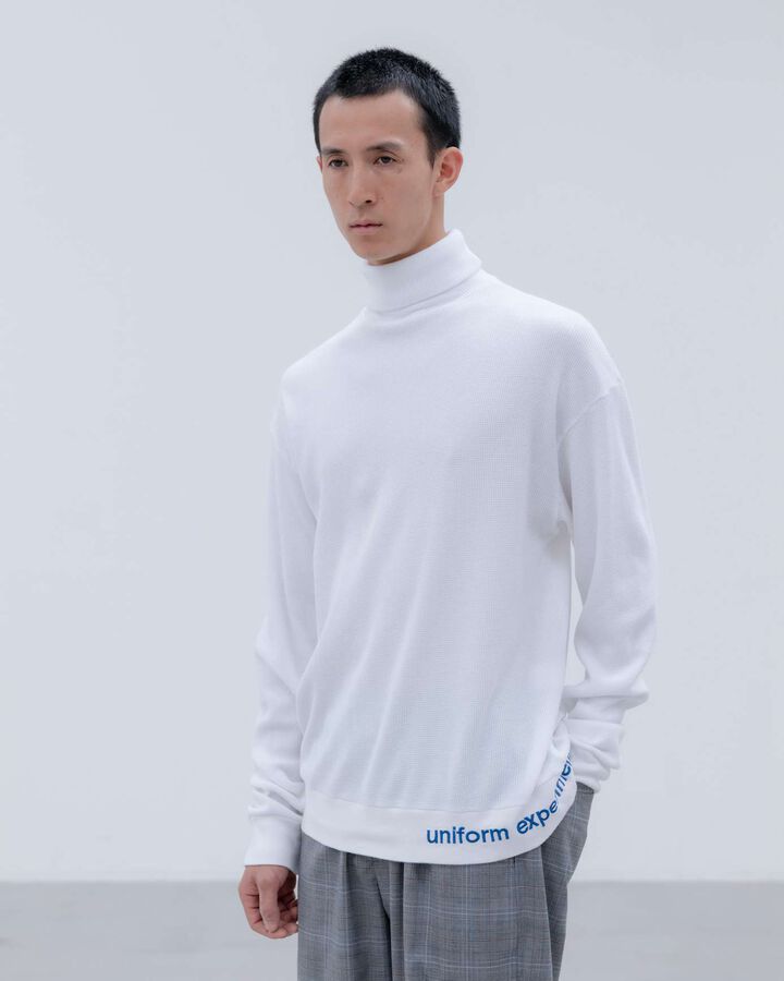 WAFFLE TURTLENECK TOP,NAVY, medium image number 4