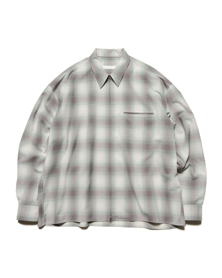 HIGH-TWIST OMBRE CHECK ZIP BLOUSON,GRAY, medium image number 0