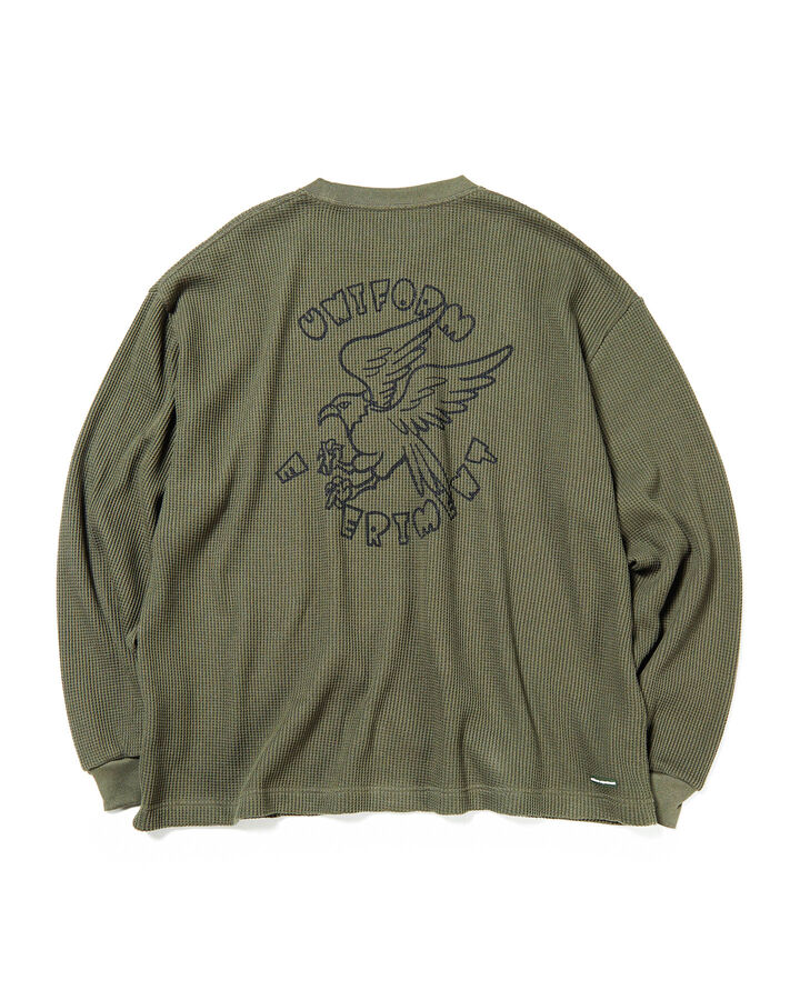 UEAFA WAFFLE L/S BAGGY TEE,KHAKI, medium image number 1