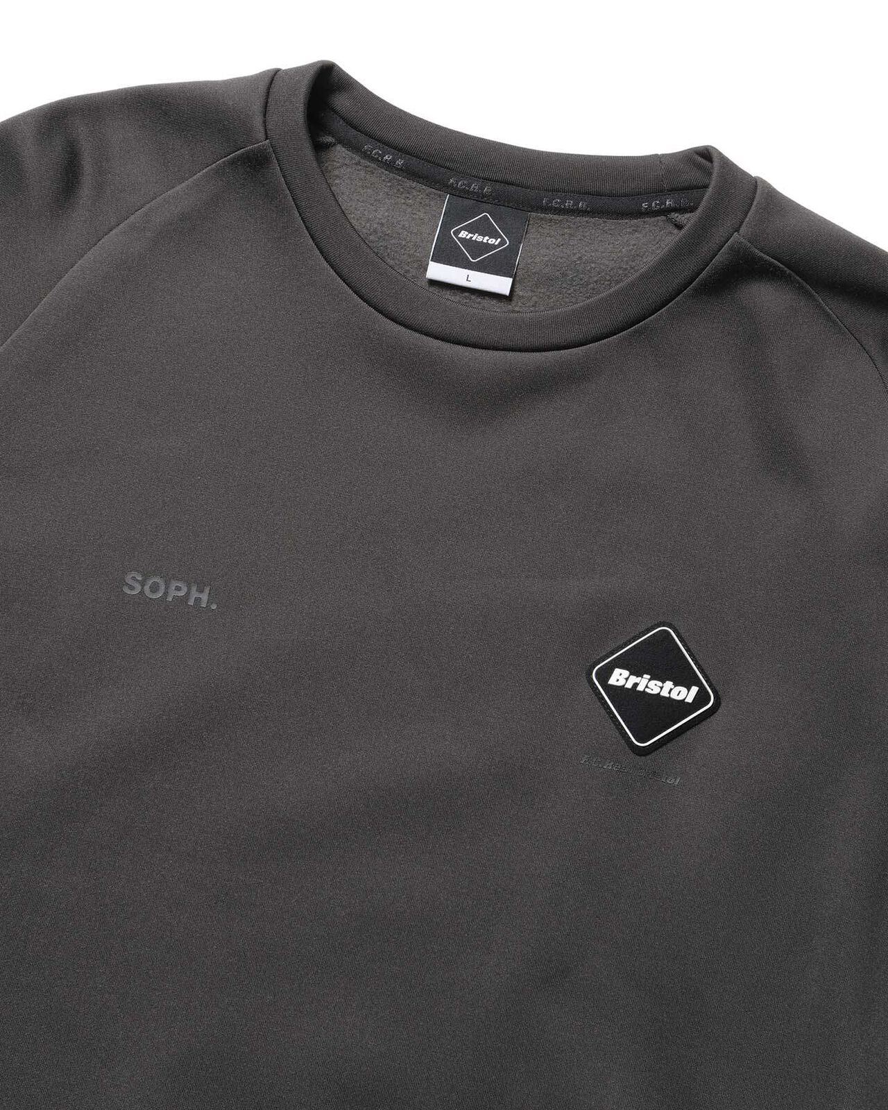 STRETCH FLEECE CREWNECK TOP,CHARCOAL GRAY, large image number 2