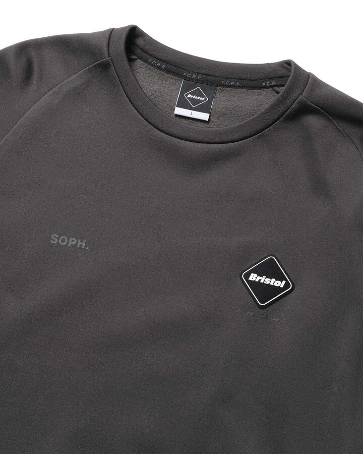 STRETCH FLEECE CREWNECK TOP,CHARCOAL GRAY, medium image number 2