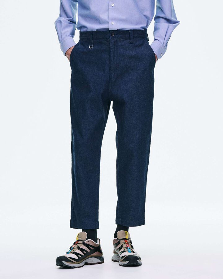 STRETCH TWILL WIDE CROPPED PANTS,INDIGO, medium image number 3
