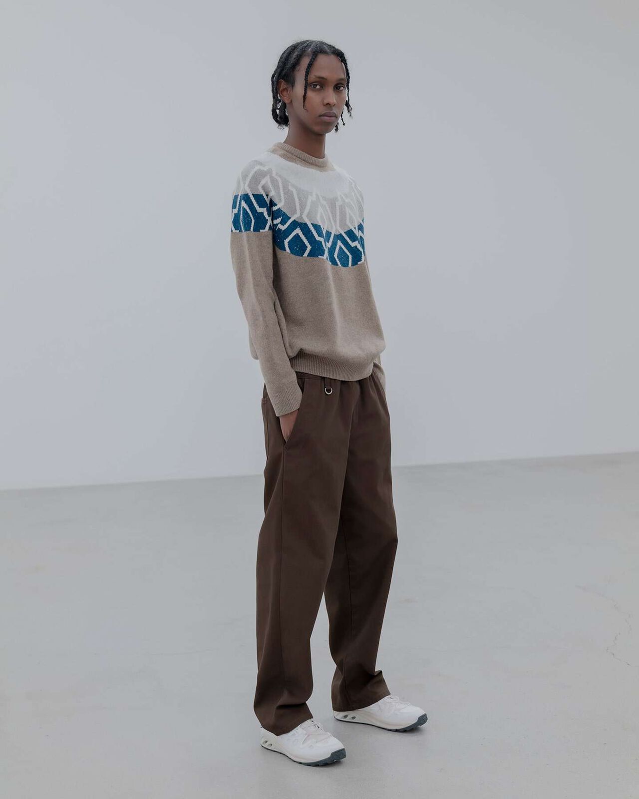 NORDIC CREWNECK SWEATER,BEIGE, large image number 5