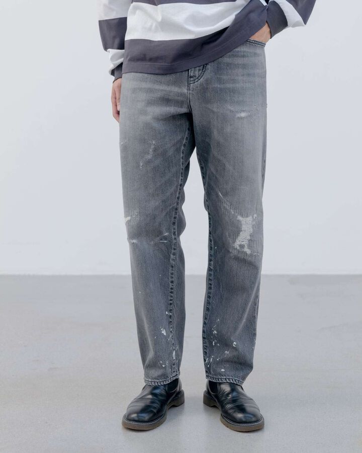 DAMAGED REGULAR-FIT JEANS,BLACK, medium image number 8