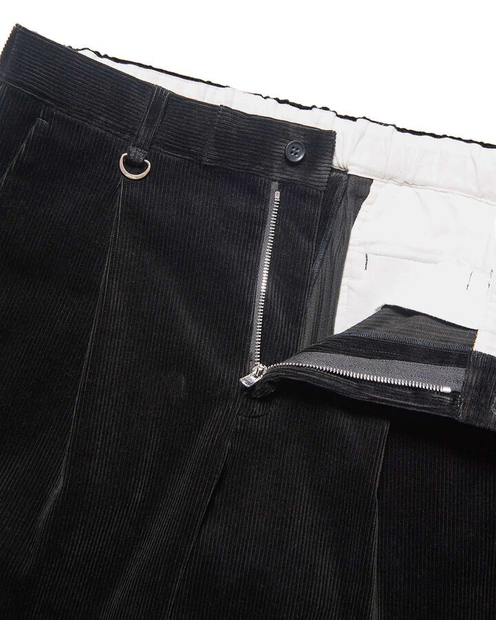 CORDUROY SHIRRING SLACKS,BLACK, medium image number 2