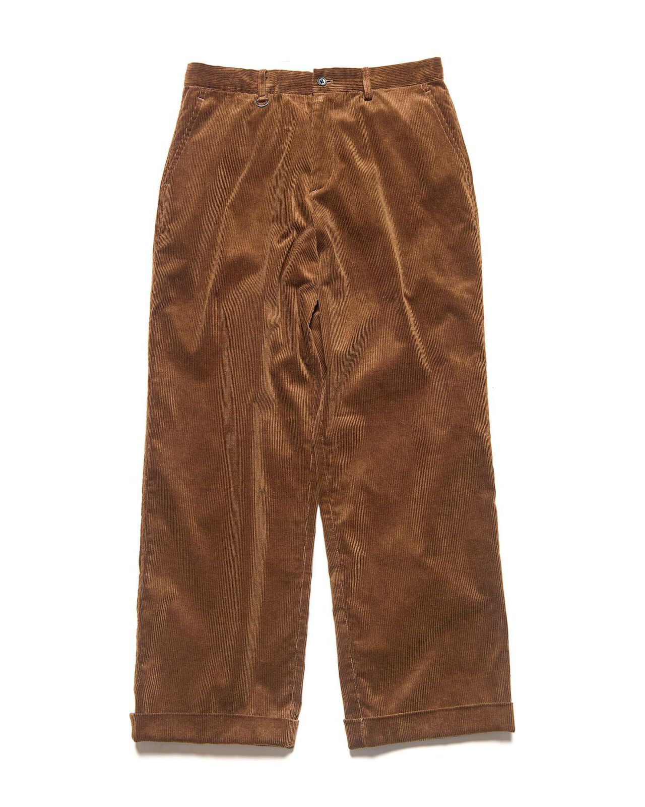 CORDUROY DOUBLE HEM PANTS,BROWN, large image number 0