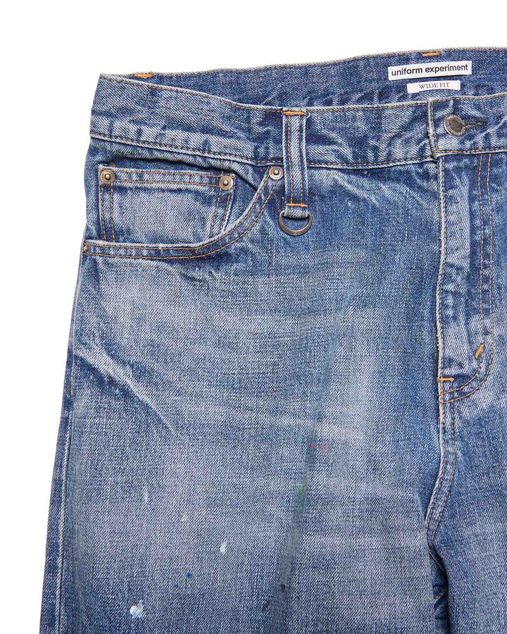 DAMAGED DENIM WIDE-FIT JEANS,INDIGO, medium image number 2