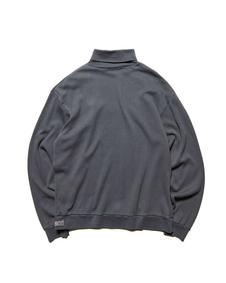 WAFFLE HIGHNECK TOP,CHARCOAL GRAY, medium image number 1