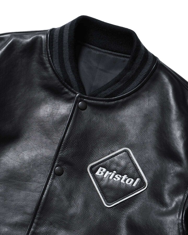 LEATHER TEAM VARSITY BLOUSON,BLACK, medium image number 2