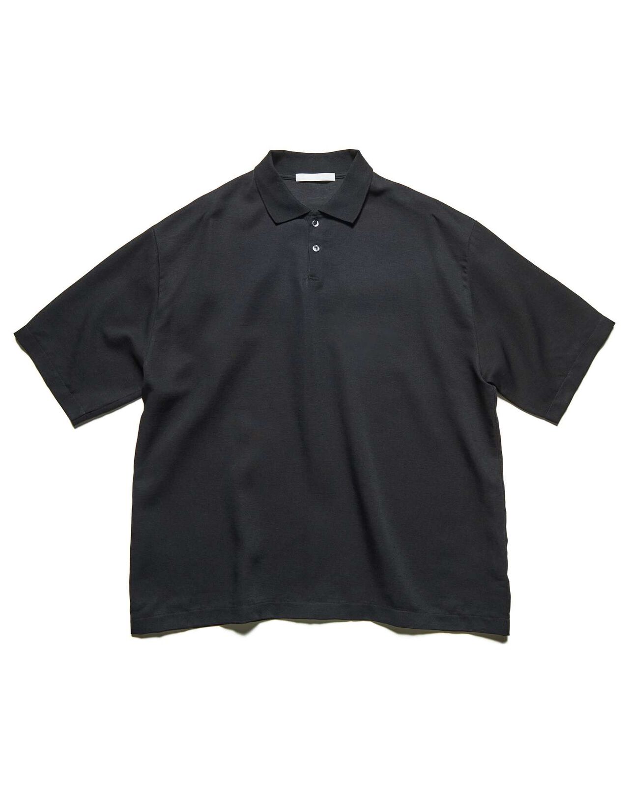 LINEN MESH OVERSIZED POLO,BLACK, large image number 0