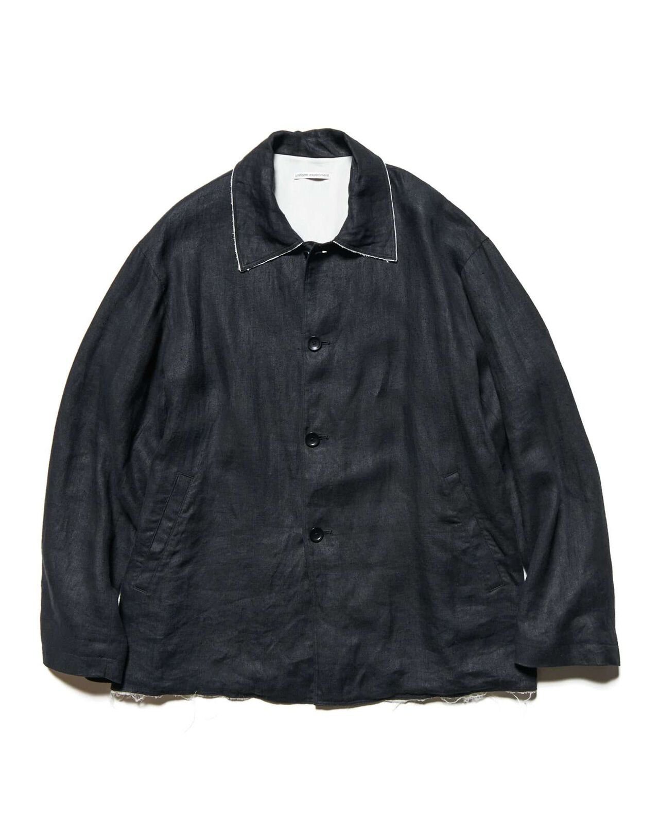 BRUSHED LINEN CUT-OFF JACKET,BLACK, large image number 0