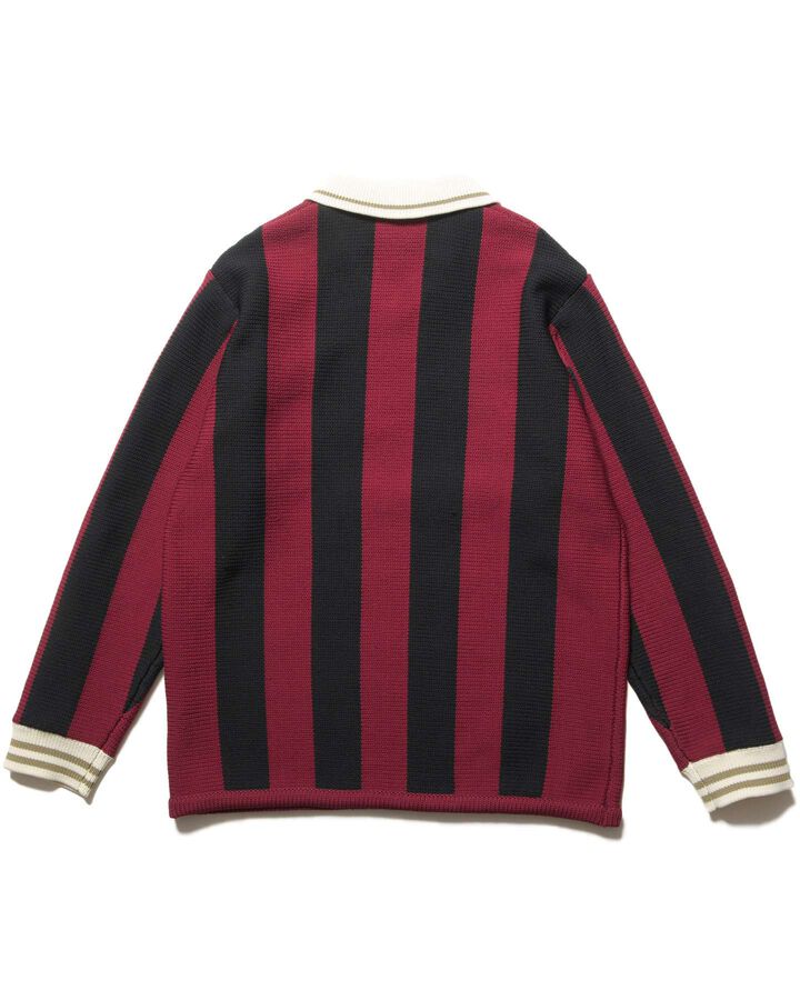 STRIPE KNIT SHIRT,BURGUNDY, medium image number 1