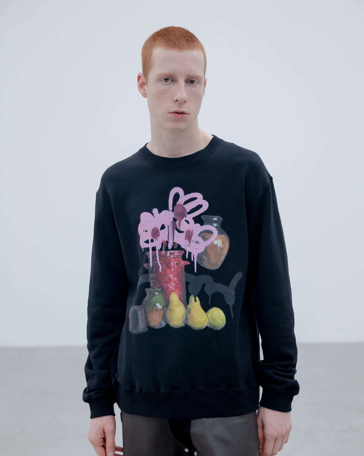 MICHAEL CHERNO: RED VASE CREWNECK TOP,BLACK, large image number 4