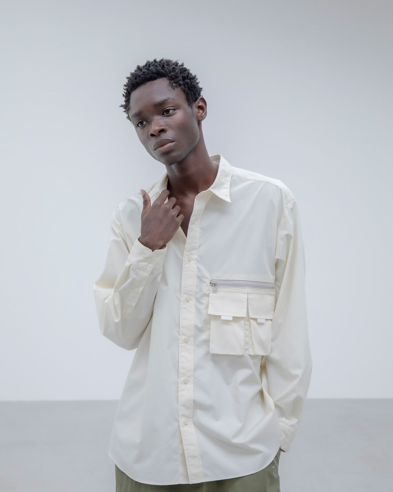 COTTON WEATHER FIELD BAGGY SHIRT,BEIGE, large image number 4