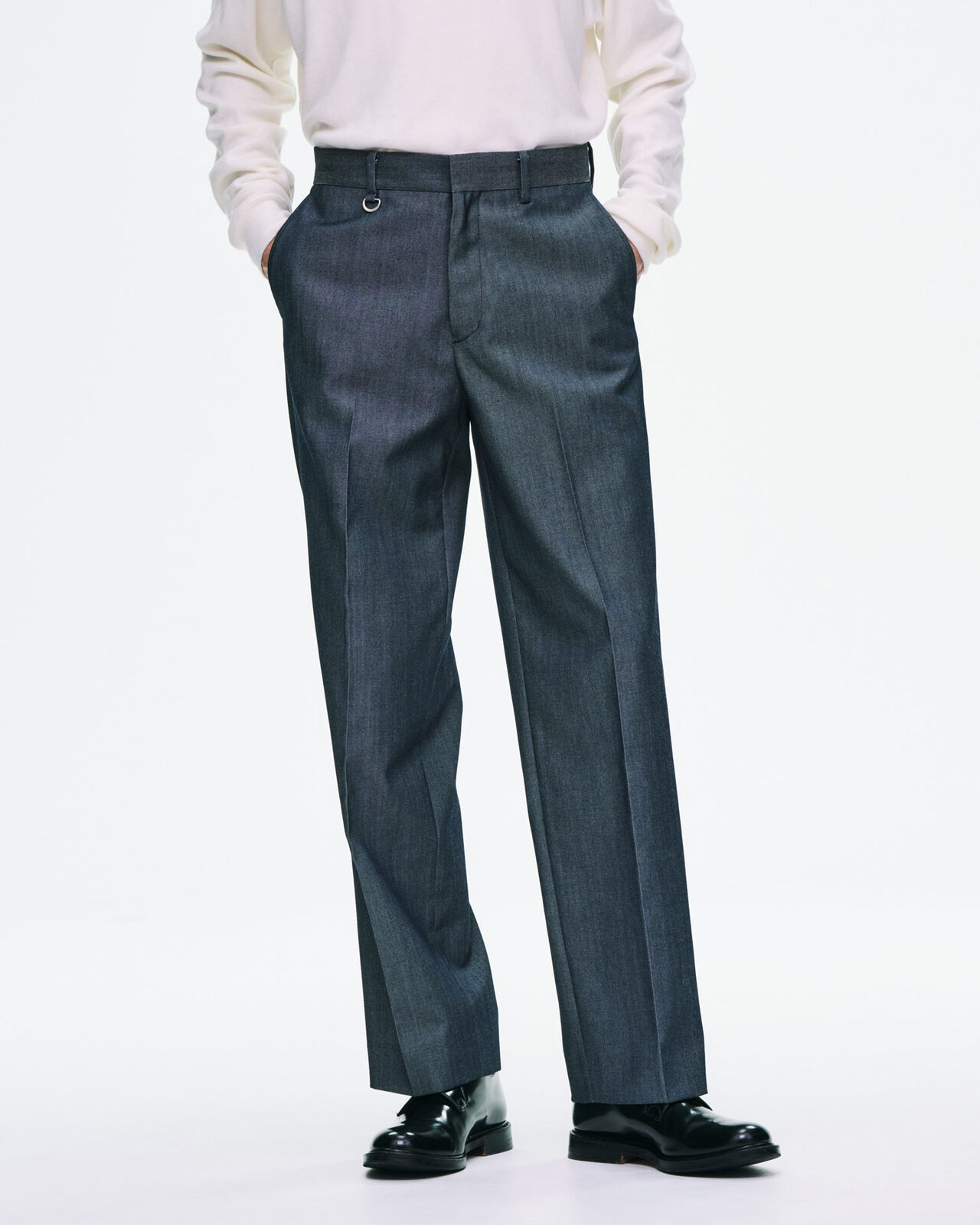 DENIM CLASSIC SLACKS,NAVY, large image number 5