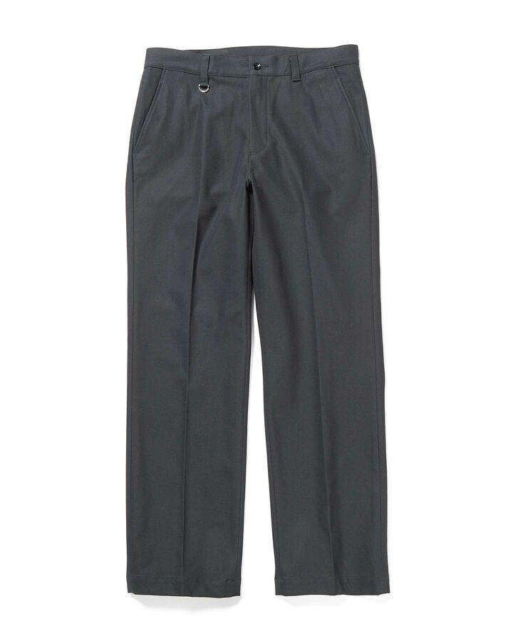 HIGH TWISTED WASHER COTTON SERGE STRAIGHT PANTS,BLACK, medium
