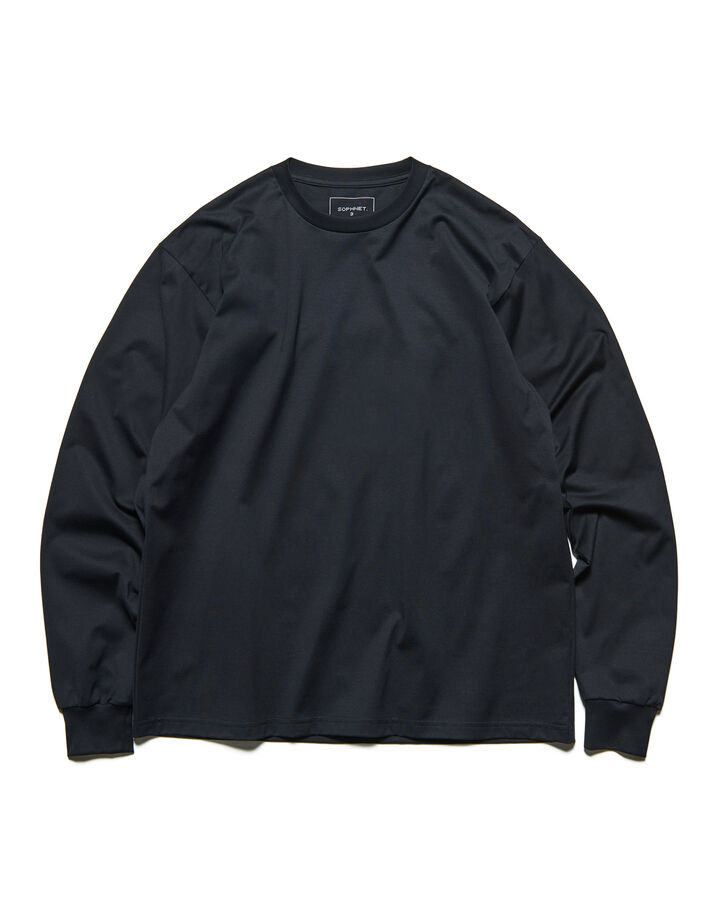 LUSTER COTTON ESSENTIAL L/S TEE,BLACK, medium